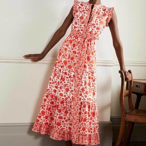Boden Red and White Floral Maxi Dress